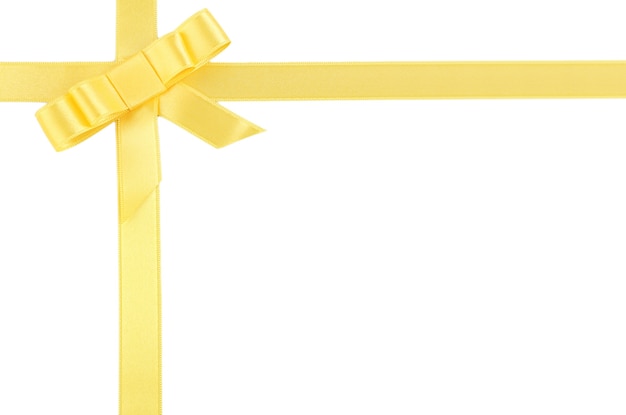 Yellow ribbon bow isolated on white