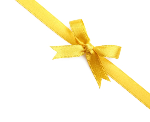 Yellow ribbon on white background