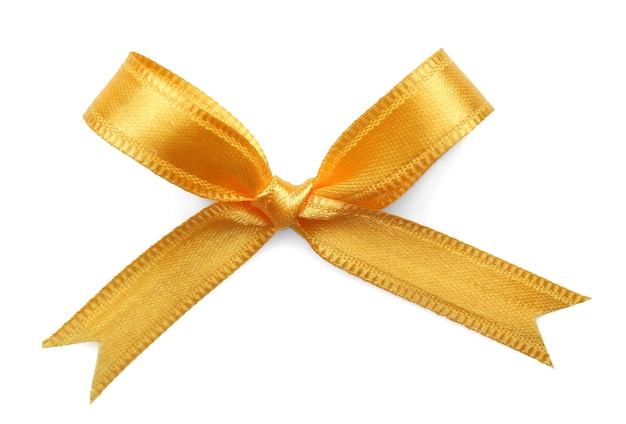 Yellow ribbon on white background