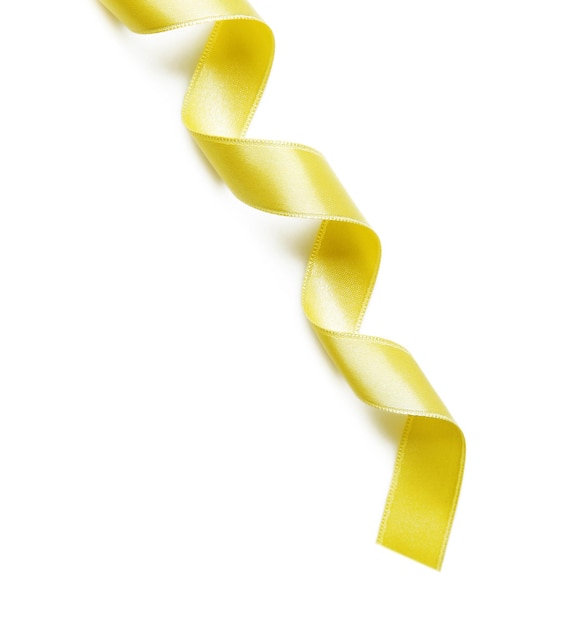 Yellow ribbon on white background