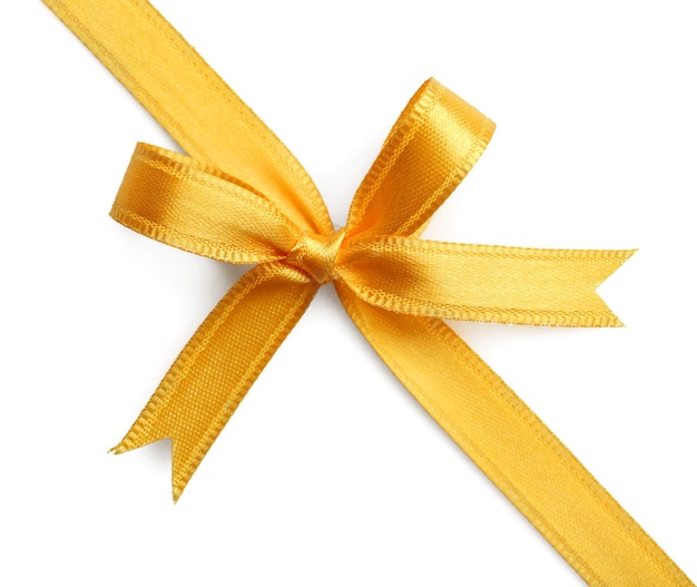 Yellow ribbon on white background