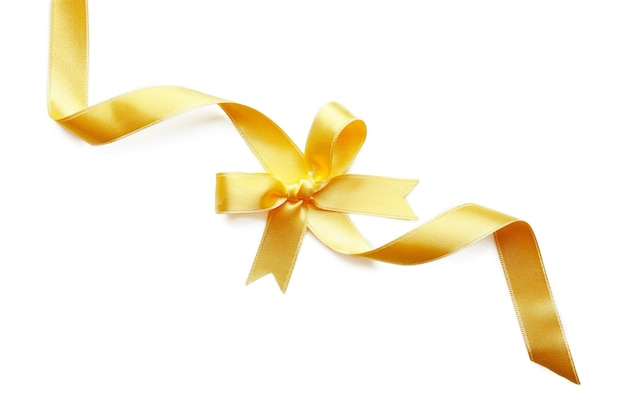 Yellow ribbon on white background