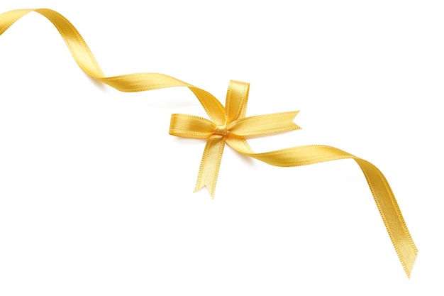 Yellow ribbon on white background