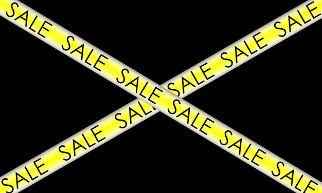 Yellow ribbon with the inscription sales, on a black background