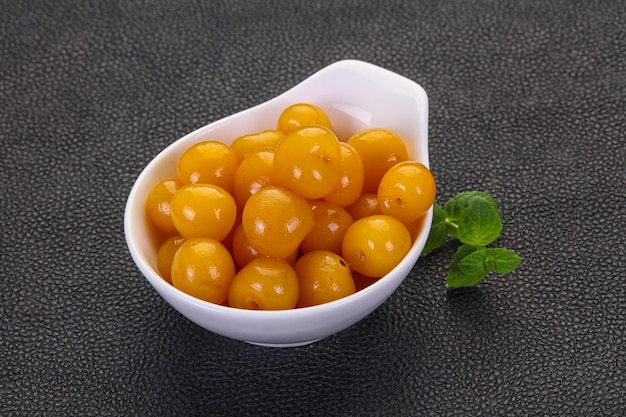 Yellow ripe cherry dessert