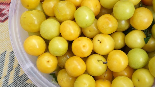 Yellow ripe plums plums ripening to make juice