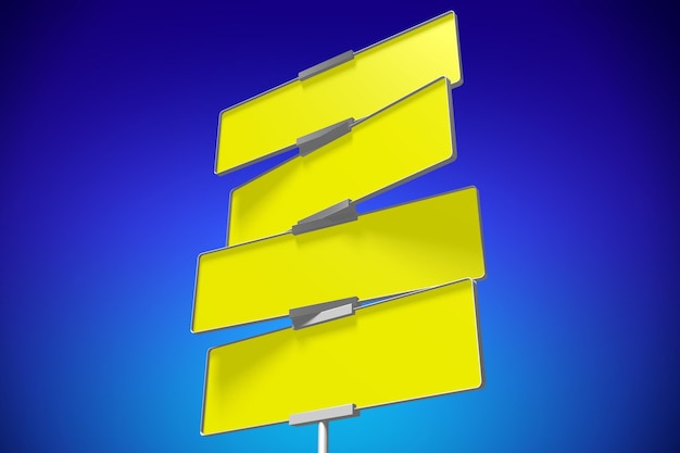 Photo yellow road sign abstract blue sky 3d illustration