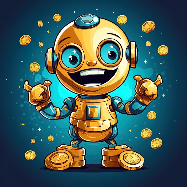 Photo a yellow robot with a big smile on his face