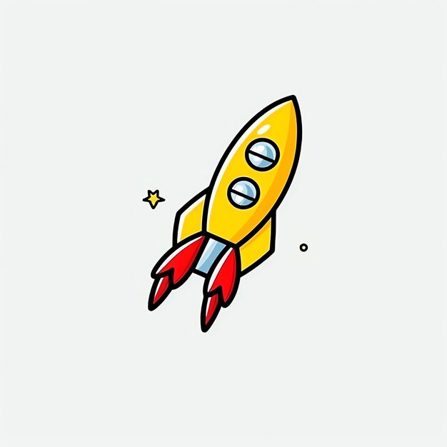 Photo a yellow rocket with red and yellow rockets