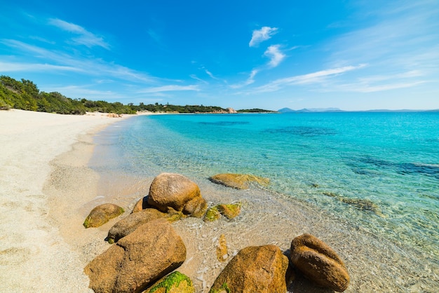 Yellow rocks in La Celvia beach Sardinia