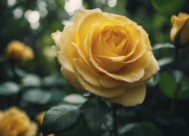 Желтый розовый сад