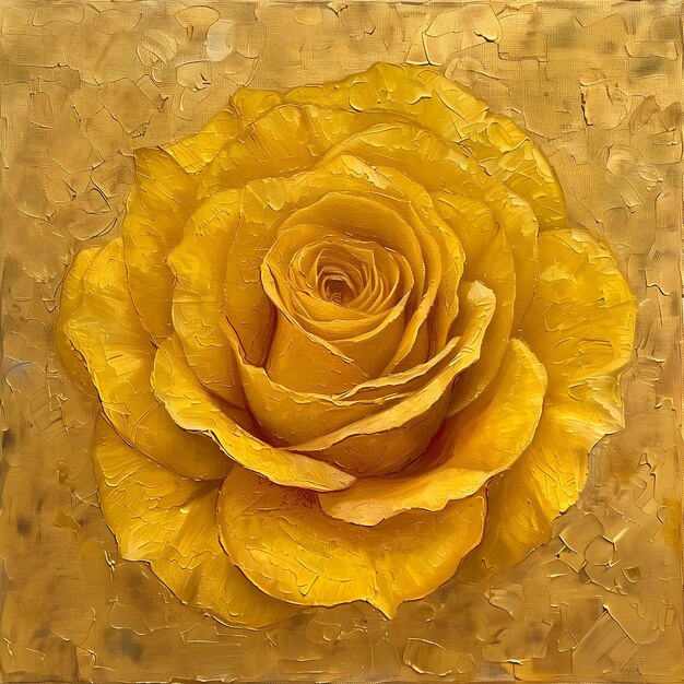 Photo yellow rose golden background oil painting