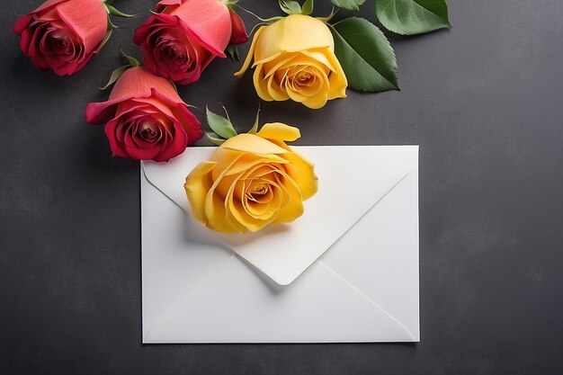 Yellow rose with greeting card