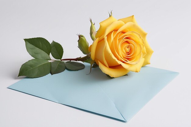 Yellow rose with greeting card