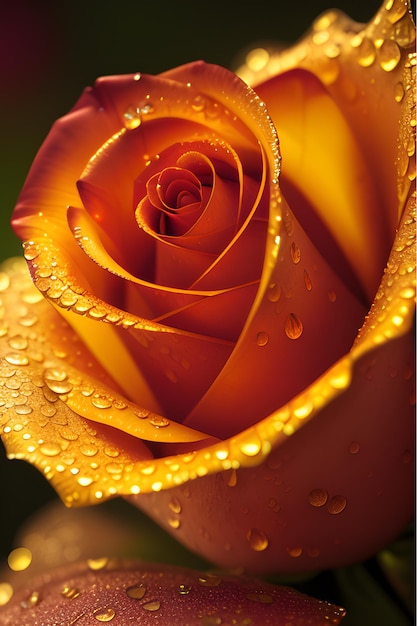 Photo a yellow rose with water droplets on it