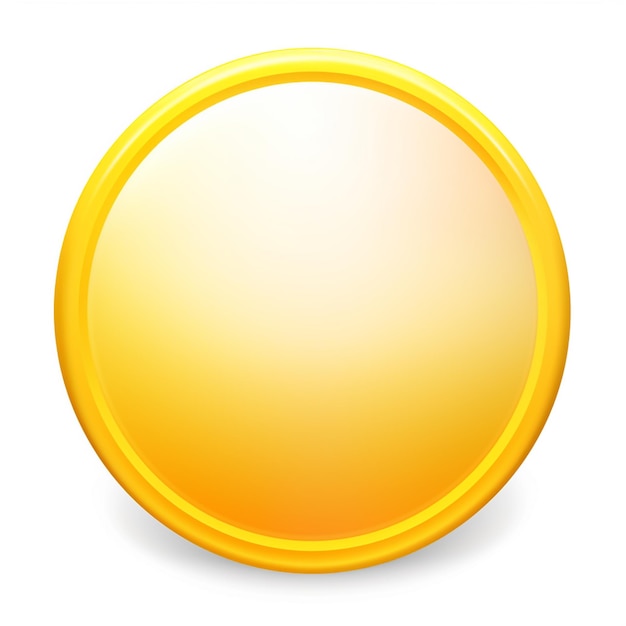 yellow round button with a shadow on a white background generative ai