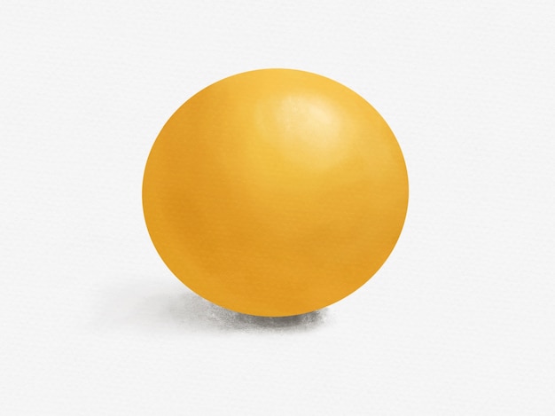 Photo yellow round circle painted on white paper texture