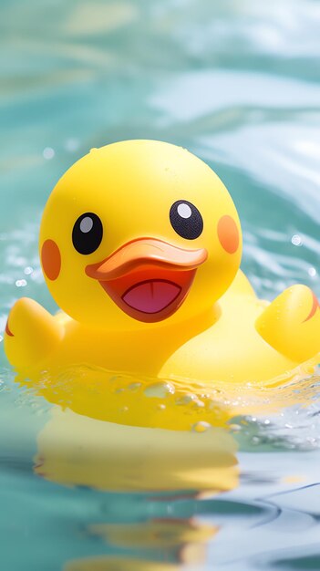 a yellow rubber duck in water