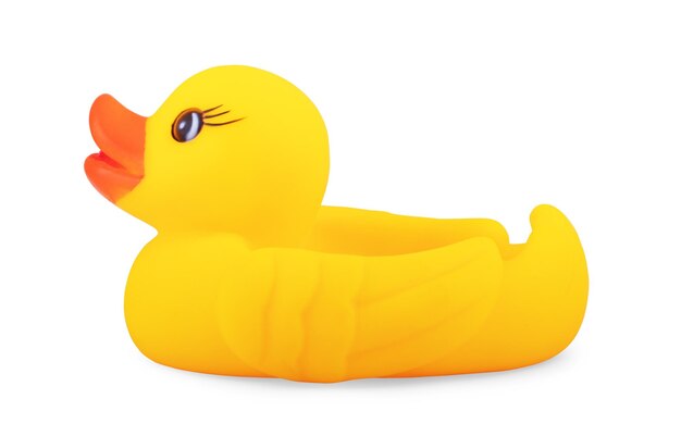 Yellow rubber duck on White Background