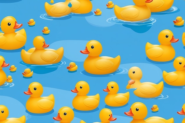 Photo yellow rubber ducks minority theme on a blue background