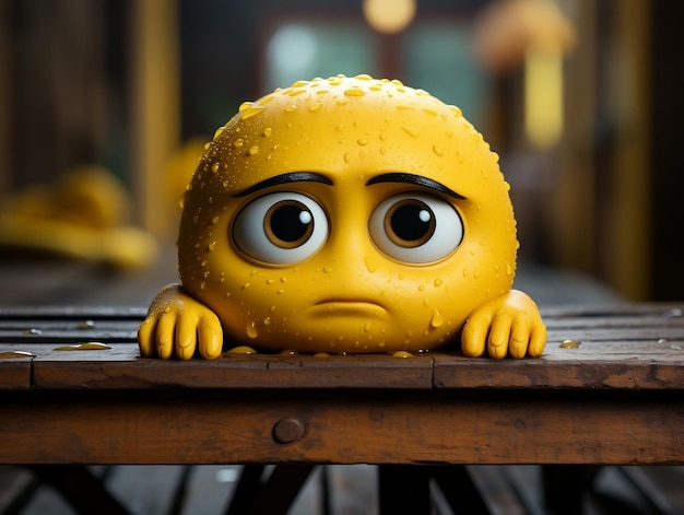 Yellow sad emoji with isolated background