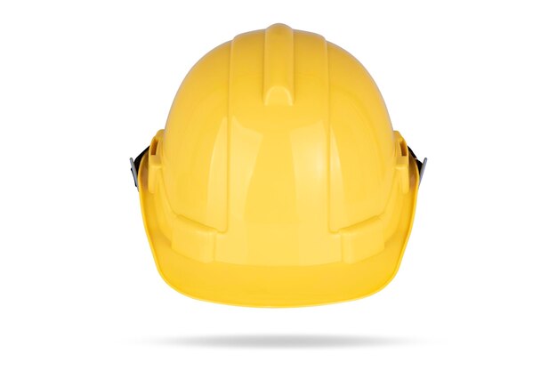 Yellow safety helmet isolated on white background with clipping path
