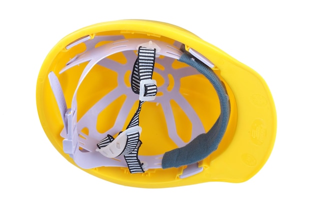 Yellow safety helmet on white background