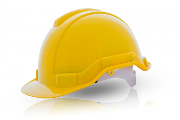 Photo yellow safety helmet on white background