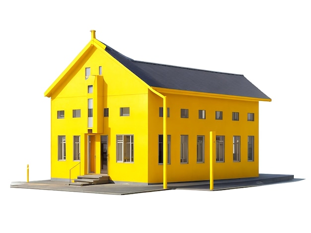 A yellow school building isolated AI_Generated