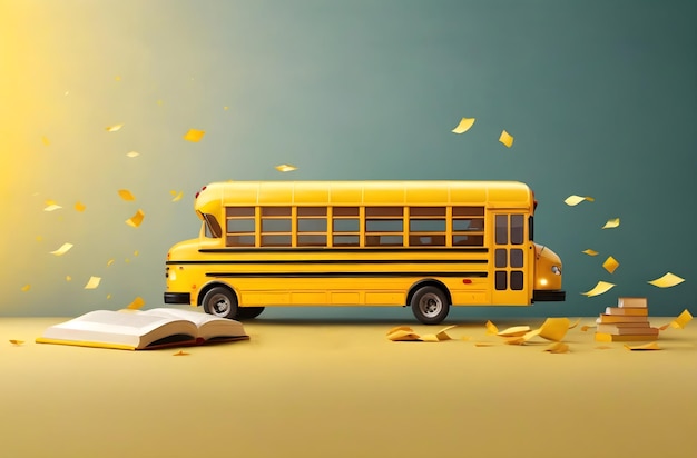 Yellow school bus back to school concept banner design