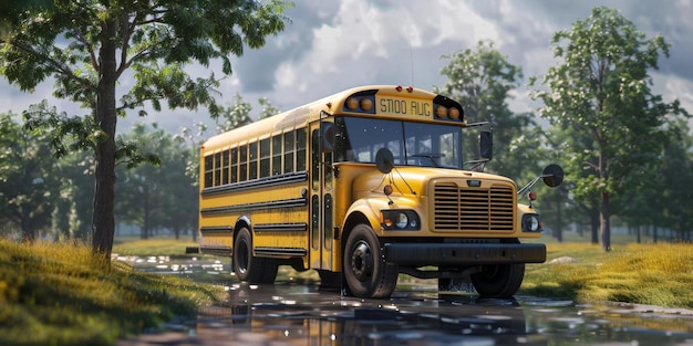 yellow school bus Generative AI