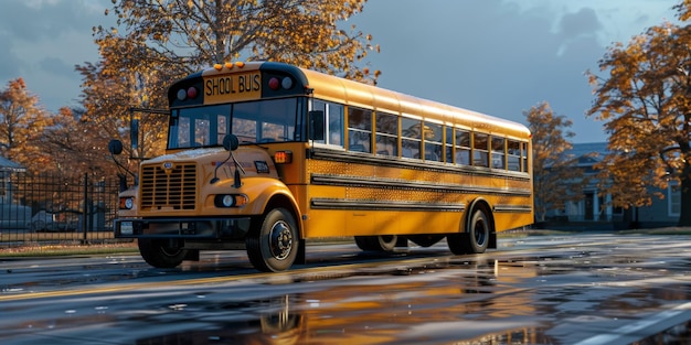 Foto autobus scolastico giallo ia generativa