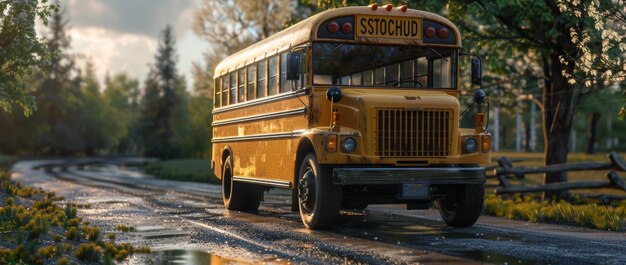 Foto autobus scolastico giallo ia generativa