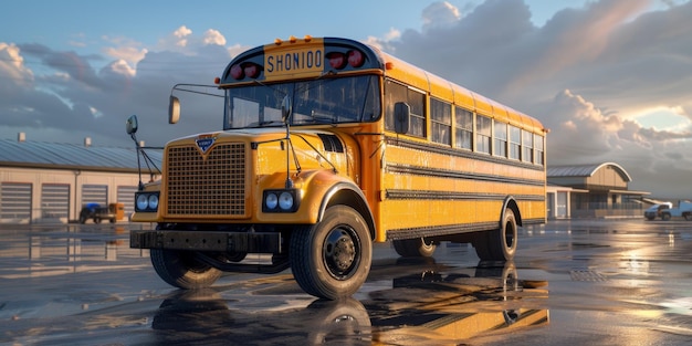 желтый школьный автобус Генеративный ИИ