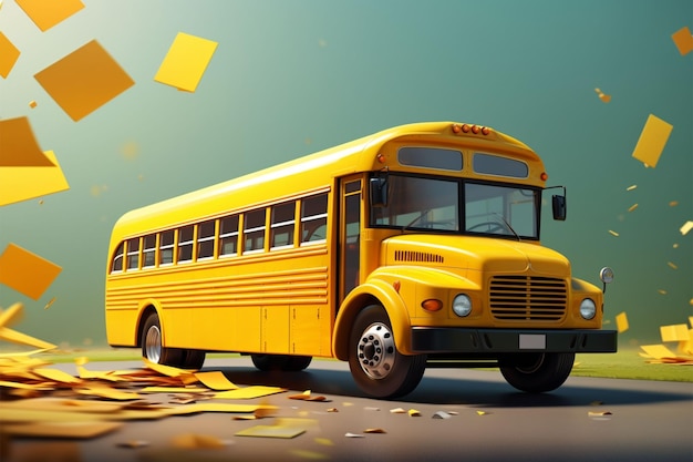 Yellow school bus illustration education theme