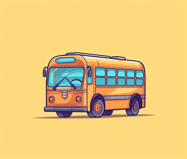 Photo yellow school bus on a yellow background.