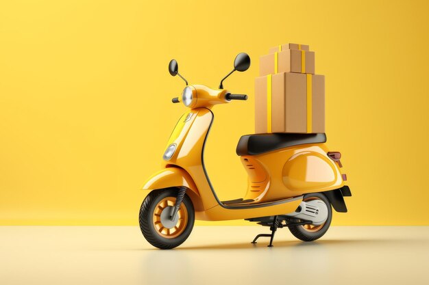 Yellow Scooter With Boxes