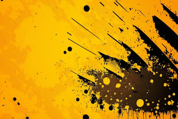 Yellow scratched with spots of paint abstract backgrounds