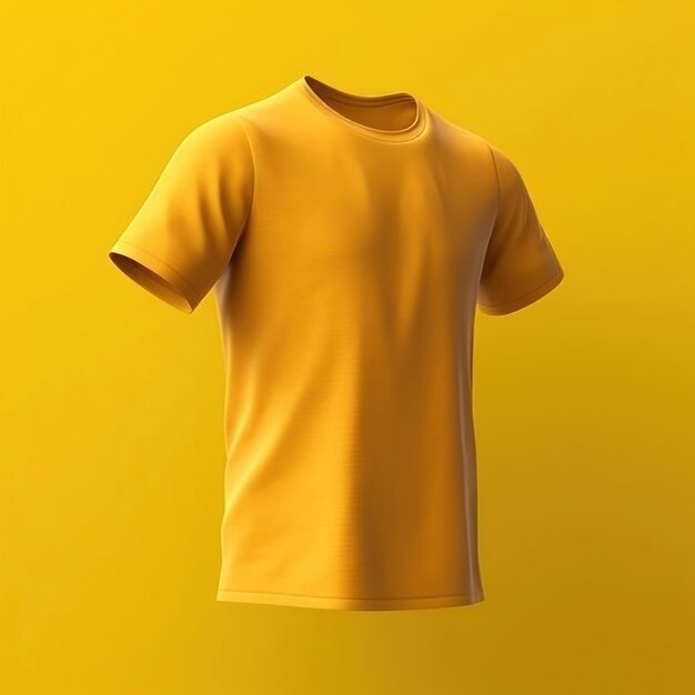 A yellow shirt with a white collar that says t - shirt