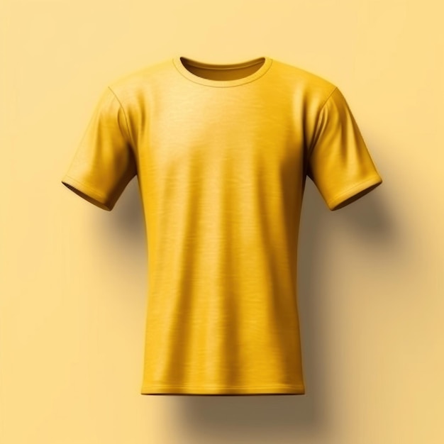 a yellow shirt with the word " t - shirt " on it.