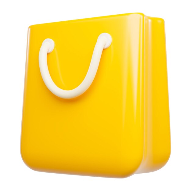 Yellow shopping bag icon 3d illustration