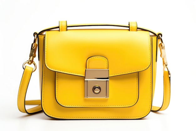 Photo yellow shoulder bag on white background generative ai