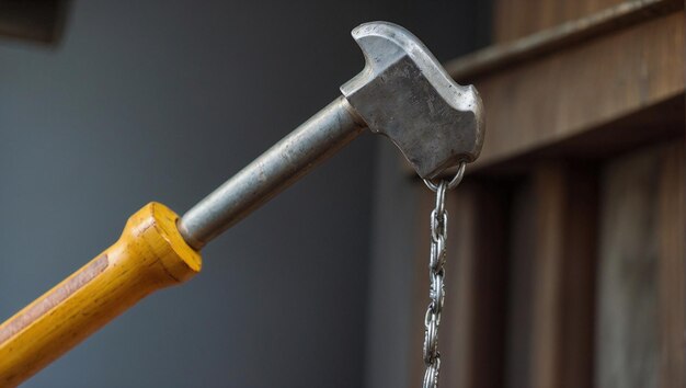 a yellow shovel is being held by a yellow handle