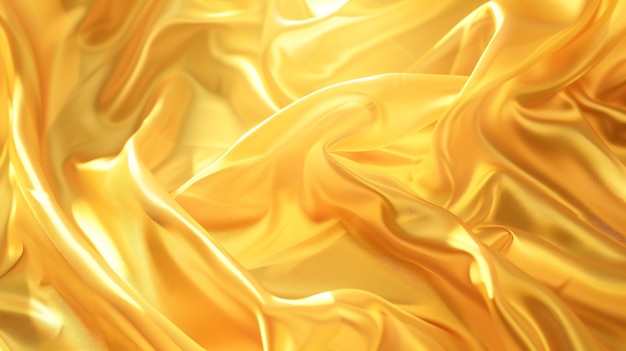 Photo yellow silk satin draped fabric golden color luxury background space for design temp generative ai