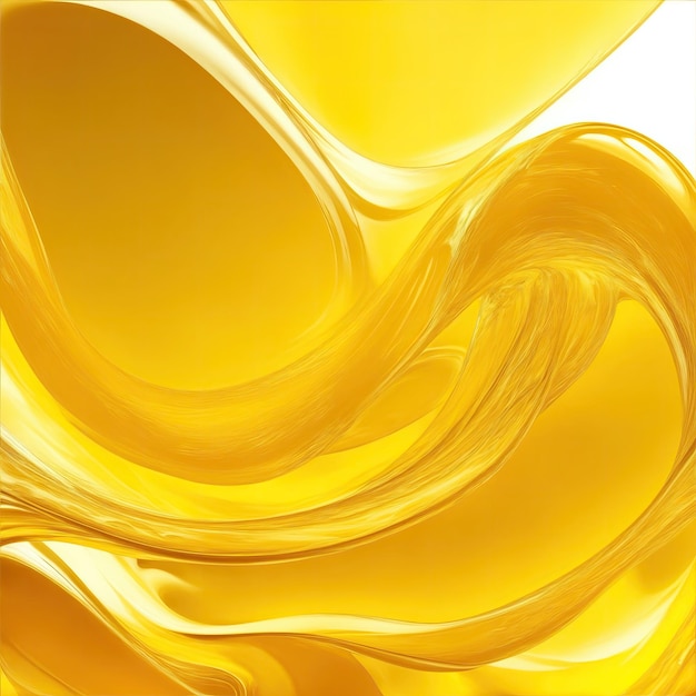 写真 黄色い絹の波 背景の抽象的なデザイン 黄色い液体の光沢のある素材 滑らかな動き