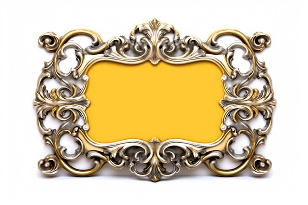 Yellow silver frame isolated