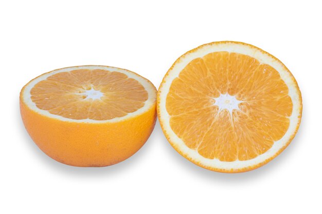 Yellow sliced orange on white