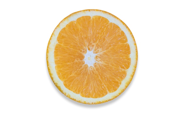 Yellow sliced orange on white