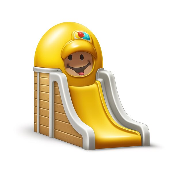 Photo a yellow slide with a face on it that says 