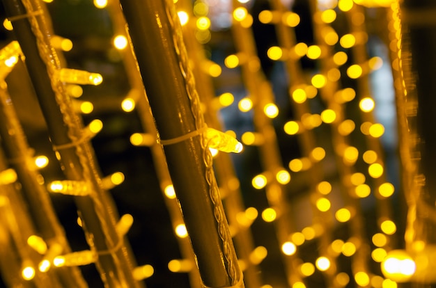 Yellow small decorated lights wallpaper background